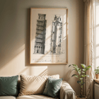 Illustration of the Campanile di Pisa by G.L. Taylor. Poster of architectural drawing of the Leaning Tower of Pisa titled Campanile di Pisa by G.L. Taylor featuring elevations and section views.