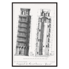 Illustration of the Campanile di Pisa by G.L. Taylor. Poster of architectural drawing of the Leaning Tower of Pisa titled Campanile di Pisa by G.L. Taylor featuring elevations and section views.