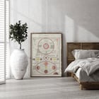 Antique celestial astronomical chart of moon phases theory of seasons and solar system from New Ideal Atlas. Poster of celestial chart showing moon phases solar system and seasons from New Ideal Atlas titled Antique Celestial Astronomical Chart