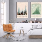 Illustration of various mountains by James Reynolds in the artwork Mountains. Poster of Mountains by James Reynolds depicting artistic interpretation of various tall peaks with vibrant colors and details.