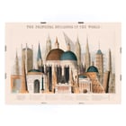 Comparative view of the principal buildings in the world by James Reynolds featuring diverse architectural landmarks. Poster of Comparative View of the Principal Buildings in the World by James Reynolds displaying various iconic structures