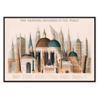 Comparative view of the principal buildings in the world by James Reynolds featuring diverse architectural landmarks. Poster of Comparative View of the Principal Buildings in the World by James Reynolds displaying various iconic structures