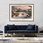 Diagram of Natural Phenomena by James Reynolds showcasing various landscapes and weather events. Poster depicting various natural phenomena with landscapes and volcanic activity titled Diagram of Natural Phenomena by James Reynolds.