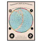 Celestial map depiction from Transparent Chart of the Heavens by James Reynolds. Poster titled Transparent Chart of the Heavens by James Reynolds depicting a star map with constellations and celestial objects.