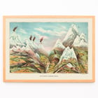 View of mountainous landscape and vegetation in artwork View of Nature in Ascending Regions by Levi Walter Yaggy. Poster of majestic mountainous landscape with peaks and valleys View of Nature in Ascending Regions by Levi Walter Yaggy