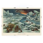 Arctic landscape with igloos and aurora by Levi Walter Yaggy titled Arctic Zone Poster of Arctic scene with icebergs, people in winter attire, igloo, sled dogs, and aurora by Levi Walter Yaggy titled Arctic Zone