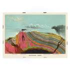 Colorful geological layers illustration by Levi Walter Yaggy titled Geological Chart Poster featuring a vibrant geological cross-section with labeled strata titled Geological Chart by Levi Walter Yaggy.