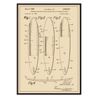 Surfboard Patent by John M. Kelly Jr showcasing surfboard design schematics Poster featuring surfboard design artwork titled Surfboard Patent by John M Kelly Jr displaying technical illustrations.
