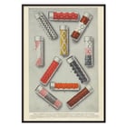 Lilly Pills by Eli Lilly & Company features various colorful pill samples in glass vials. Poster of various pill samples in glass vials Lilly Pills by Eli Lilly & Company displaying shapes sizes and coatings.