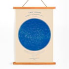Carte céleste représentant les constellations visibles en France by R Barbot featuring a detailed star map on a blue background. Poster of a celestial map of constellations visible in France titled Carte céleste by R. Barbot.