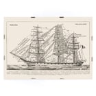 Illustration of a sailing ship by Claude Augé titled Voilier from Le Larousse pour tous. Poster of a detailed illustration of a sailing ship labeled with parts by Claude Augé titled Voilier.