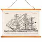 Illustration of a sailing ship by Claude Augé titled Voilier from Le Larousse pour tous. Poster of a detailed illustration of a sailing ship labeled with parts by Claude Augé titled Voilier.