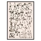 Illustration of various wrestling techniques by Claude Augé titled Lutte From Le Larousse pour tous. Poster depicting various wrestling techniques from Lutte From Le Larousse pour tous by Claude Augé with illustrations of wrestlers.