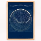Nouveau Planisphère Céleste by Léon Jaubert showcases a detailed celestial map. Poster of a celestial map Nouveau planisphère céleste by Léon Jauréguy displaying constellations and astronomical details.