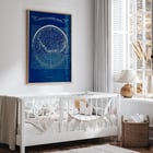 Nouveau Planisphère Céleste by Léon Jaubert showcases a detailed celestial map. Poster of a celestial map Nouveau planisphère céleste by Léon Jauréguy displaying constellations and astronomical details.