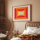 Geometric design artwork by Winold Reiss titled Design for Dunhall’s Restaurant New York NY. Poster of geometric abstract artwork Design for Dunhalls Restaurant New York NY by Winold Reiss featuring bold colors.