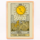 The Moon tarot card featuring sun and animals from The Illustrated Key to the Tarot by Lauron William de Laurence Poster of The Moon by Lauron William de Laurence featuring a tarot card with dogs howling at a moon with a face.