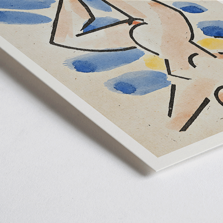 Farbenfrohes abstraktes Gemälde einer nackten Figur von Václav Špála mit dem Titel „Akt“. Poster eines abstrakten Aktbilds in Blau- und Rosatönen im Aquarellstil mit dem Titel „Nude“ vom Künstler Václav Špála.