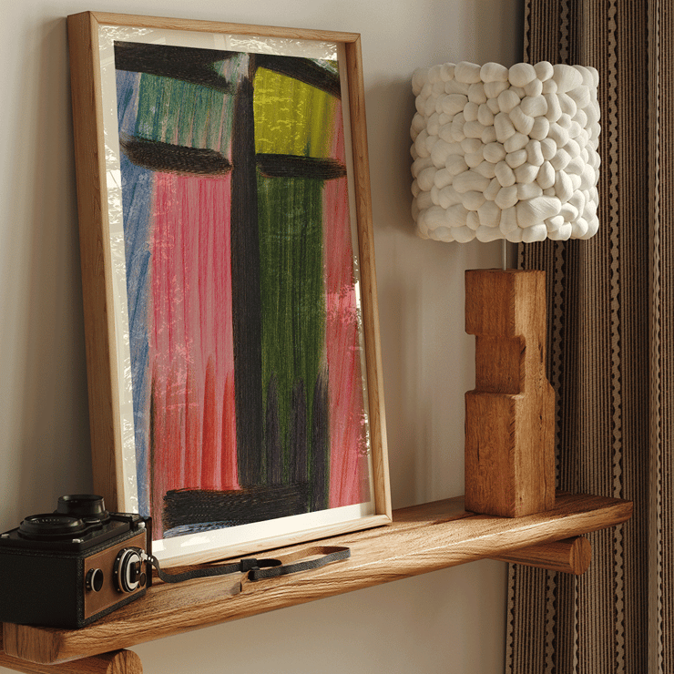 Bold abstract painting with colorful vertical and horizontal brushstrokes Meditation by Alexej von Jawlensky Poster of abstract artwork in bold colors titled Meditation by Alexej von Jawlensky with vertical and horizontal brushstrokes.