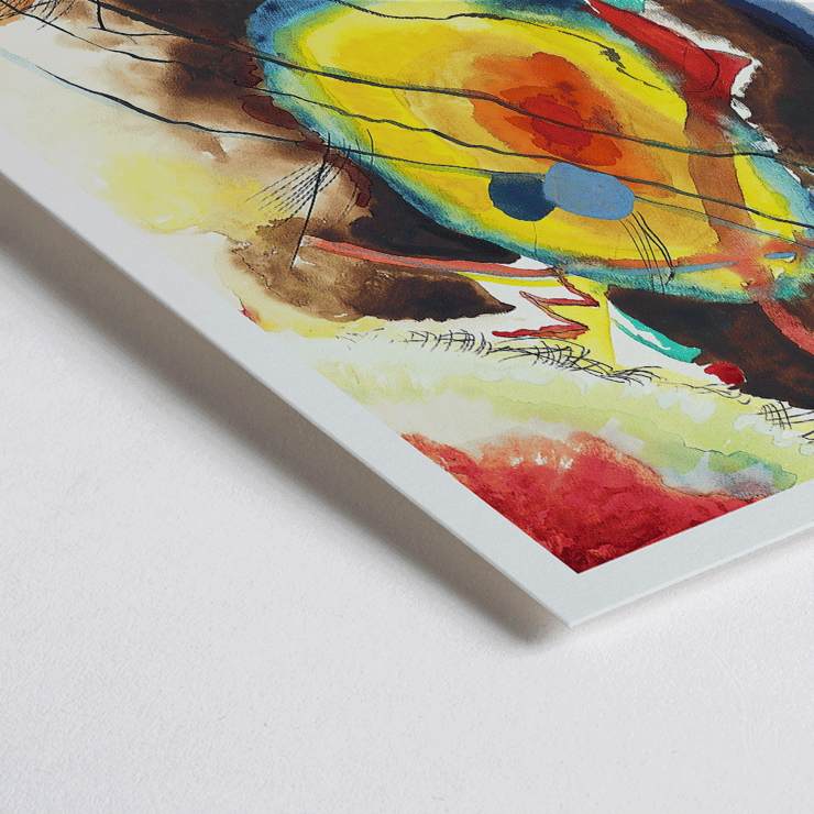 Abstraktes Wandgemälde des Künstlers Wassily Kandinsky für Edwin R. Campbell Poster eines abstrakten Kunstwerks. Entwurf für ein Wandgemälde für Edwin R. Campbell von Wassily Kandinsky mit lebendigen Farben und dynamischen Formen