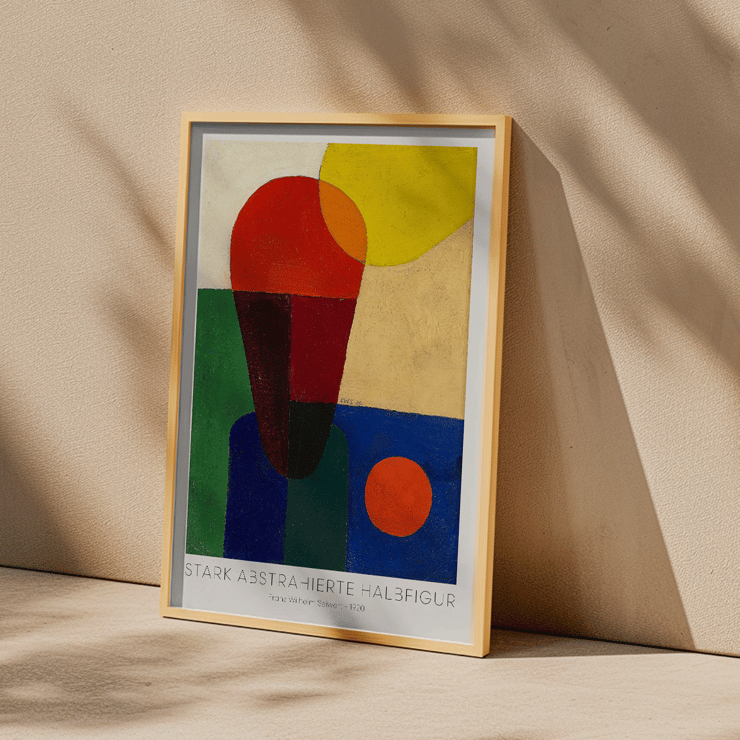 Painting by Franz Wilhelm Seiwert titled Stark abstrahierte Halbfigur showing abstract geometric shapes Colorful abstract art poster titled Stark abstrahierte Halbfigur by Franz Wilhelm Seiwert.