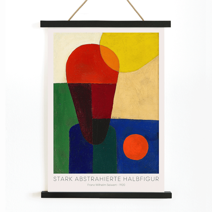 Painting by Franz Wilhelm Seiwert titled Stark abstrahierte Halbfigur showing abstract geometric shapes Colorful abstract art poster titled Stark abstrahierte Halbfigur by Franz Wilhelm Seiwert.