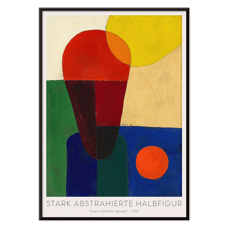 Painting by Franz Wilhelm Seiwert titled Stark abstrahierte Halbfigur showing abstract geometric shapes Colorful abstract art poster titled Stark abstrahierte Halbfigur by Franz Wilhelm Seiwert.