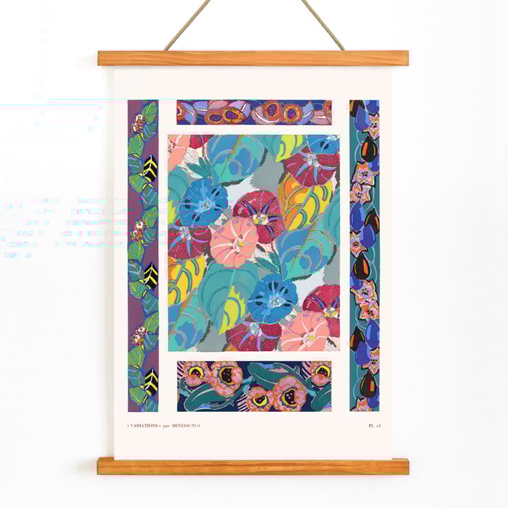 Floral motifs vibrant designs by Édouard Bénédictus from Variations Quatre-Vingt-Six Motifs Décoratifs En Vingt Planches Poster of colorful floral motifs by Édouard Bénédictus from Variations Quatre-Vingt-Six Motifs Décoratifs En Vingt Planches