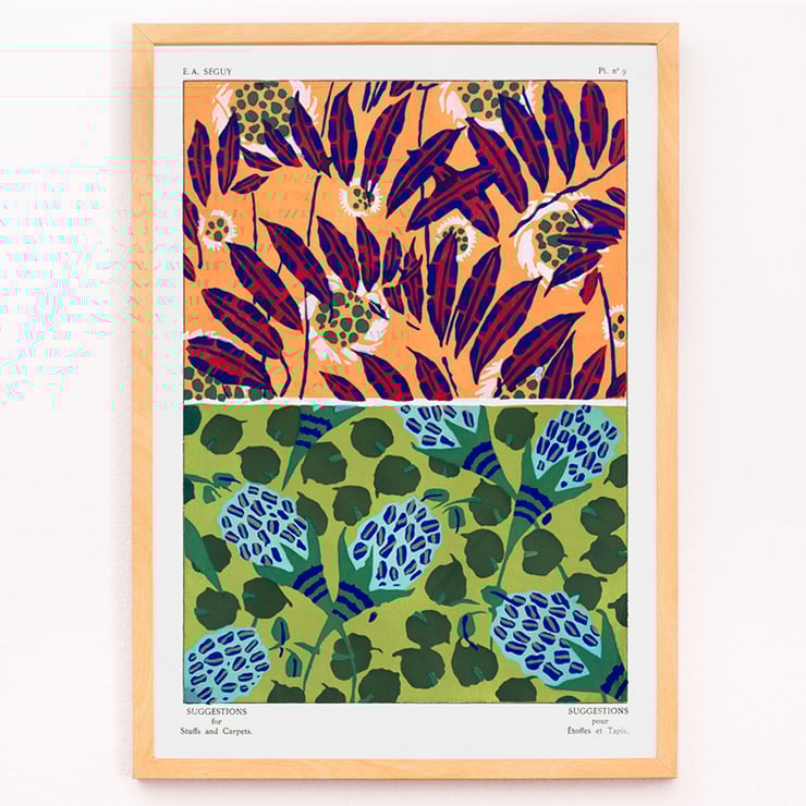 Vintage floral patterns by E A Séguy from Suggestions for Stuffs and Carpets with colorful motifs Poster featuring vintage floral patterns from Suggestions for Stuffs and Carpets by E A Séguy vibrant botanical designs