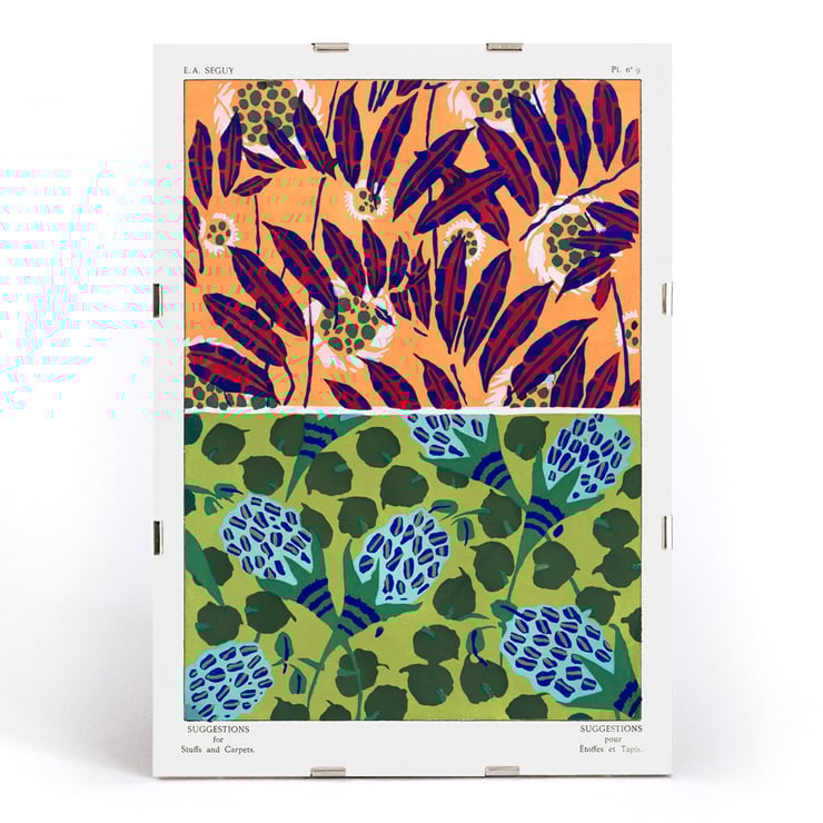 Vintage floral patterns by E A Séguy from Suggestions for Stuffs and Carpets with colorful motifs Poster featuring vintage floral patterns from Suggestions for Stuffs and Carpets by E A Séguy vibrant botanical designs
