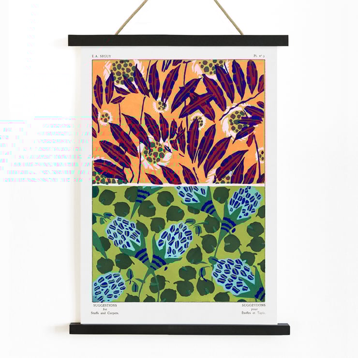 Vintage floral patterns by E A Séguy from Suggestions for Stuffs and Carpets with colorful motifs Poster featuring vintage floral patterns from Suggestions for Stuffs and Carpets by E A Séguy vibrant botanical designs