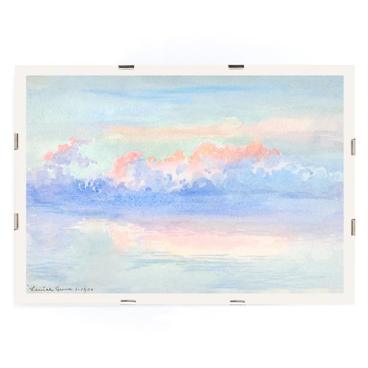 Watercolor depiction of a serene pastel sky and clouds Venice by George Elbert Burr Poster of a serene sky with pastel clouds reflected on water titled Venice by George Elbert Burr