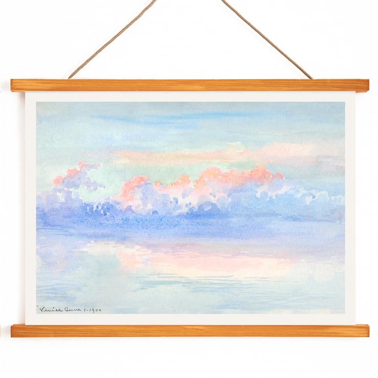 Watercolor depiction of a serene pastel sky and clouds Venice by George Elbert Burr Poster of a serene sky with pastel clouds reflected on water titled Venice by George Elbert Burr