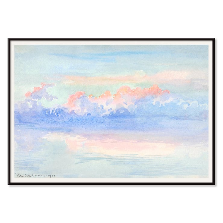 Watercolor depiction of a serene pastel sky and clouds Venice by George Elbert Burr Poster of a serene sky with pastel clouds reflected on water titled Venice by George Elbert Burr