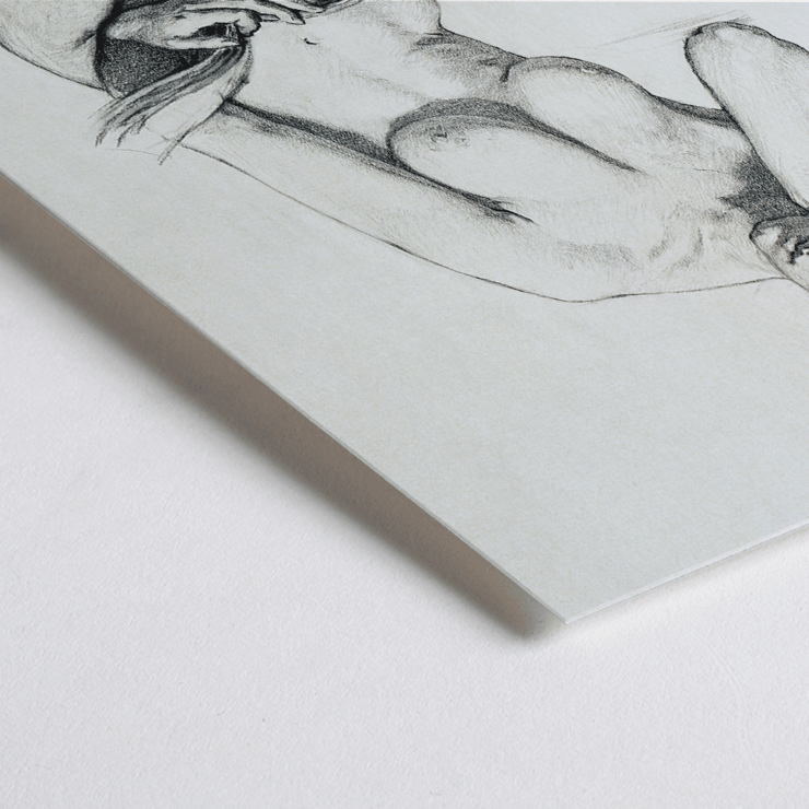 Nude female figure seated reading by Kenion Cox titled Nude Study 1896 Poster of Nude Study by Kenion Cox featuring a pencil sketch of a seated nude woman reading a book with a contemplative expression.