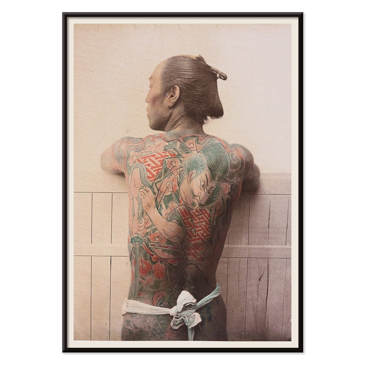 Raimund von Stillfried artwork Japanese Tattoo 1 depicting traditional Japanese tattoo. Poster featuring man with intricate back tattoo Japanese Tattoo by Raimund von Stillfried.