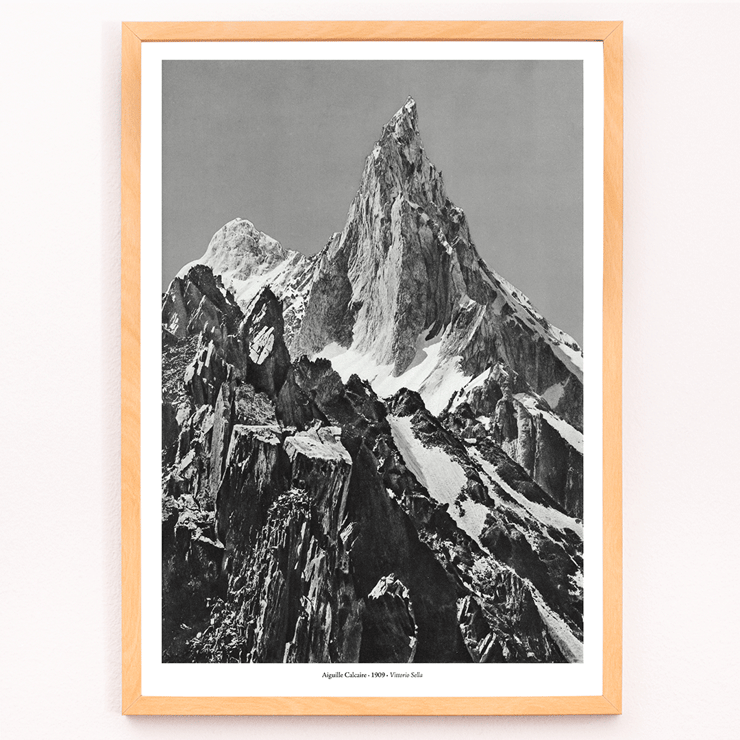 Mountain Photography with Jagged Peaks and Glacial Landscape by Vittorio Sell Aiguille calcaire à la rencontre des glaciers de Baltoro et Godwin-Austen Poster of a jagged mountain peak with snow from the artwork Aiguille calcaire à la rencontre des glaciers de Baltoro et Godwin-Austen by Vittorio Sell