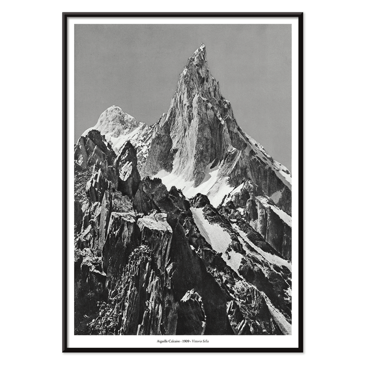 Mountain Photography with Jagged Peaks and Glacial Landscape by Vittorio Sell Aiguille calcaire à la rencontre des glaciers de Baltoro et Godwin-Austen Poster of a jagged mountain peak with snow from the artwork Aiguille calcaire à la rencontre des glaciers de Baltoro et Godwin-Austen by Vittorio Sell