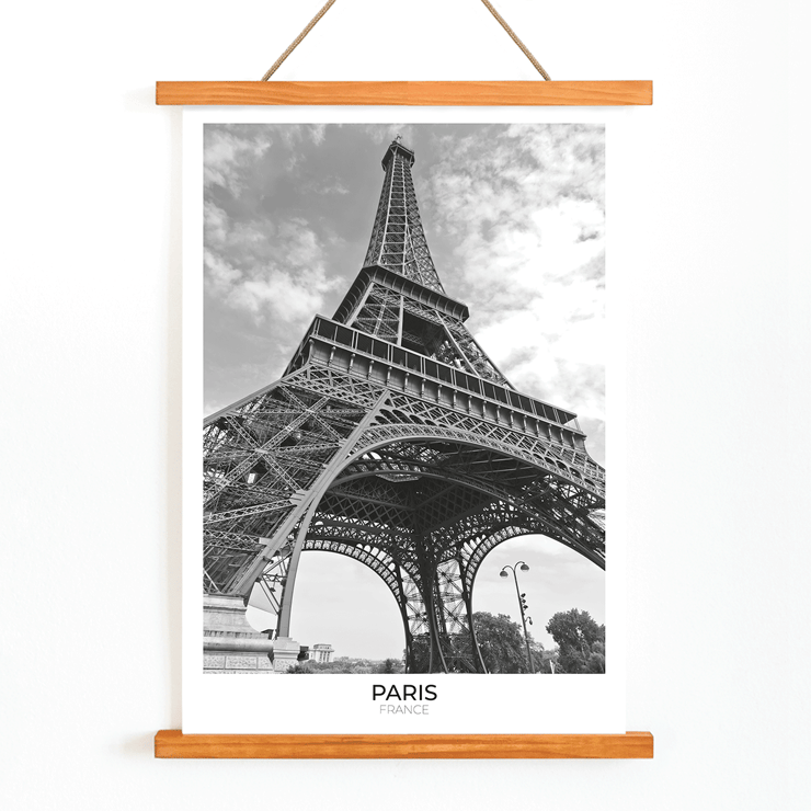 Tour Eiffel Black and White Picture by Artist Featuring Eiffel Tower in Paris Black and white poster of the Eiffel Tower in Paris titled Tour Eiffel Black & White picture highlighting its intricate structure