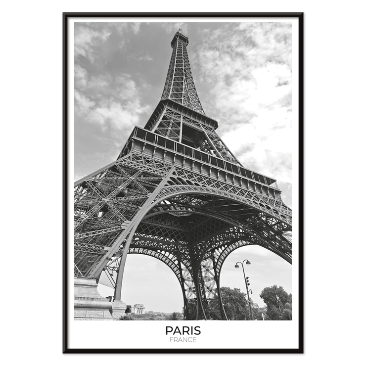Tour Eiffel Black and White Picture by Artist Featuring Eiffel Tower in Paris Black and white poster of the Eiffel Tower in Paris titled Tour Eiffel Black & White picture highlighting its intricate structure
