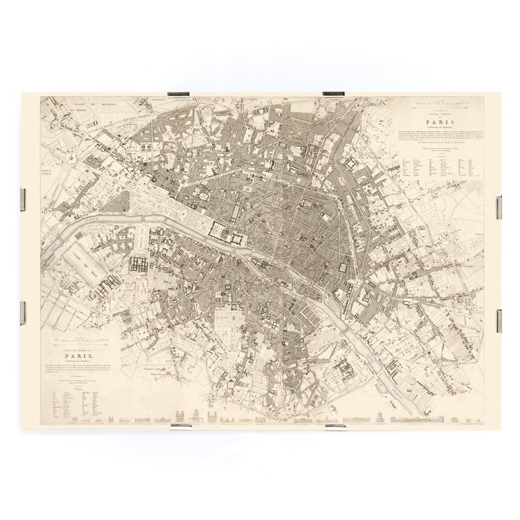 Map of Eastern Paris capturing the intricate quartiers by W B Clarke and James Shury titled Eastern division of Paris containing the Quartiers Poster of a detailed map of Eastern division of Paris containing the Quartiers by W B Clarke and James Shury.