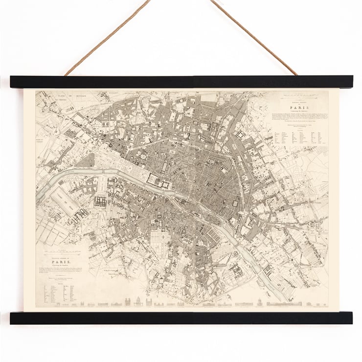 Map of Eastern Paris capturing the intricate quartiers by W B Clarke and James Shury titled Eastern division of Paris containing the Quartiers Poster of a detailed map of Eastern division of Paris containing the Quartiers by W B Clarke and James Shury.