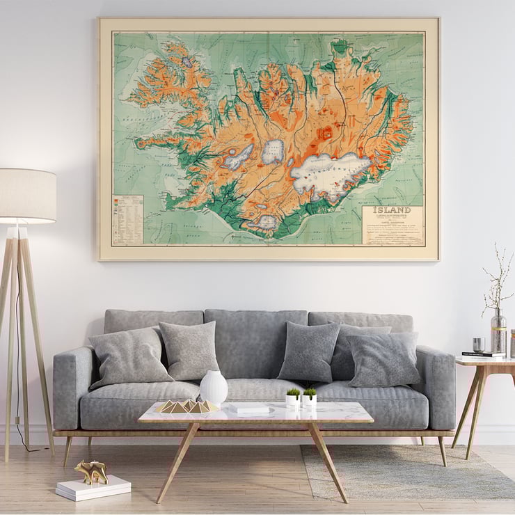Iceland Physical-Political Map by Samuel Eggertsson showcasing detailed geography and regions. Poster of Iceland Physical-Political Map by Samuel Eggertsson showcasing detailed topography and regions in color.