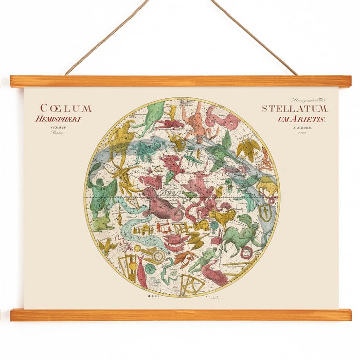 Celestial map illustration by Johann Elert Bode titled Coelum Stellatum Hemisphaerium Librae. Poster featuring the celestial map Coelum Stellatum Hemisphaerium Librae by Johann Elert Bode with colorful constellations.