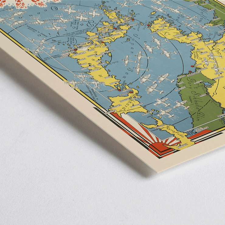 Colorful illustrated map of Japan and surrounding regions by Ernest Dudley Chase Japan the Target a Pictorial Jap-map Poster of a colorful map depicting Japan and its surroundings titled Japan the target a pictorial Jap-map by Ernest Dudley Chase