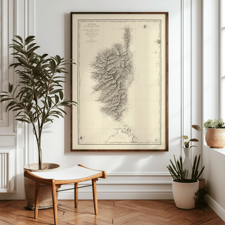 Antique map of Corsica by Depot General de la Marine titled Carte Generale De L'Ile De Corse Poster featuring Carte Generale De L'Ile De Corse by Depot General de la Marine showcasing the detailed geographical map of Corsica