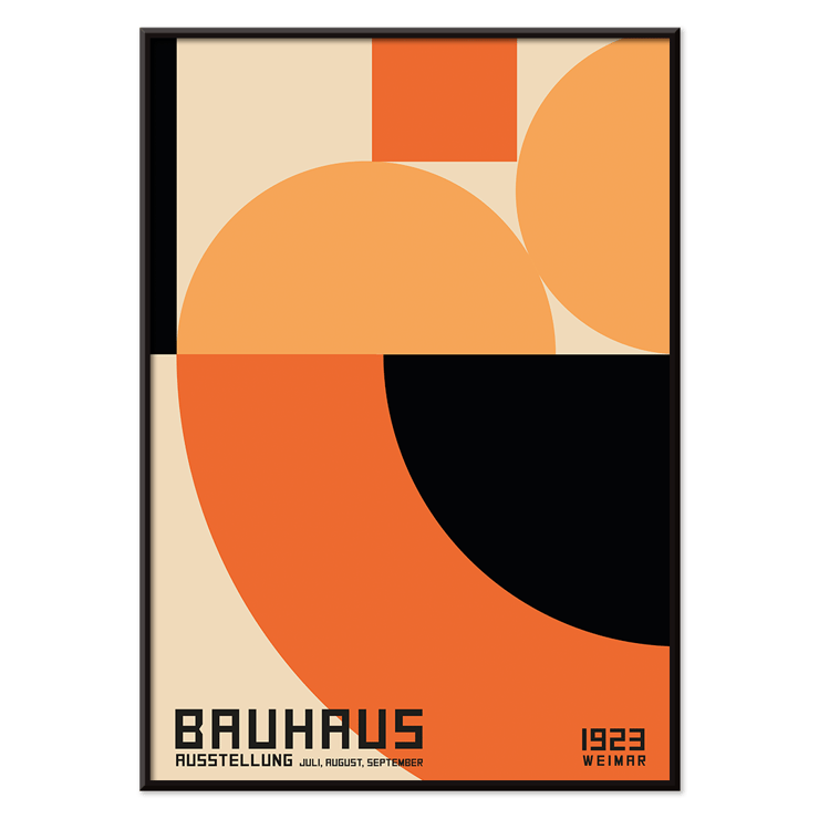 Bauhaus Poster 4 Inspired by the Weimar Exhibition featuring abstract geometric design Bauhaus Poster 4 by unknown artist featuring geometric shapes in orange and black inspired by the Weimar Exhibition artwork