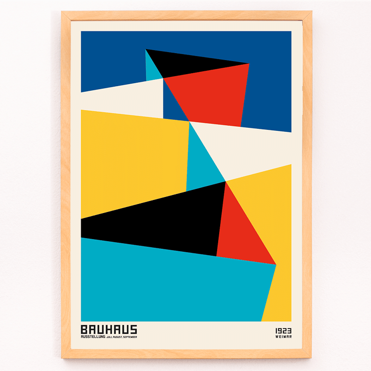 Schlemmer Bauhaus poster 15 geometric abstract art in primary colors Abstract geometric shapes in primary colors featured in the Bauhaus poster titled Bauhaus poster 15.