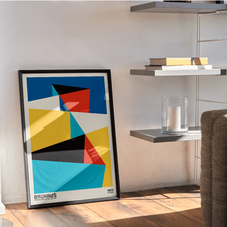 Schlemmer Bauhaus poster 15 geometric abstract art in primary colors Abstract geometric shapes in primary colors featured in the Bauhaus poster titled Bauhaus poster 15.