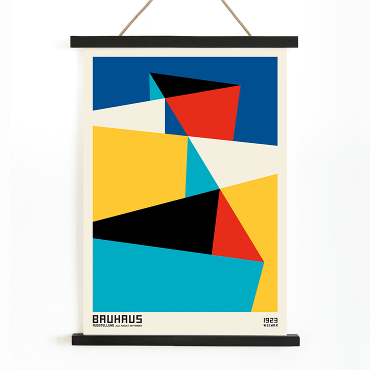 Schlemmer Bauhaus poster 15 geometric abstract art in primary colors Abstract geometric shapes in primary colors featured in the Bauhaus poster titled Bauhaus poster 15.